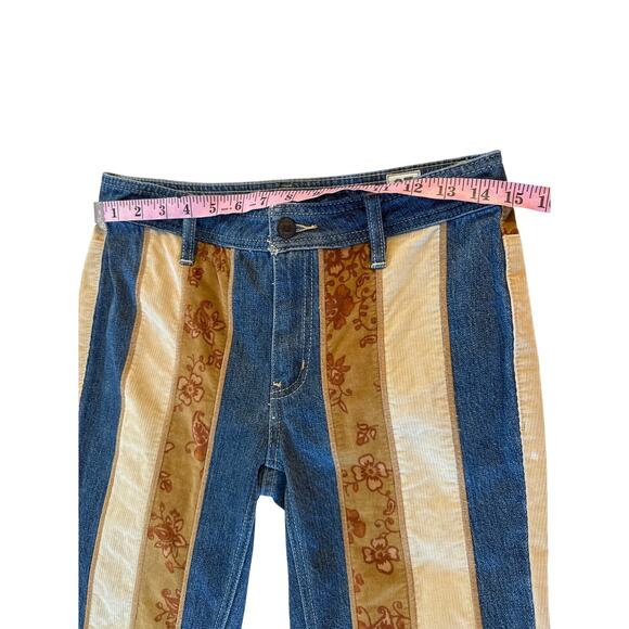 Free People Roads Low Rise Cord Flare Jean 27 Patchwork - Picture 4 of 8